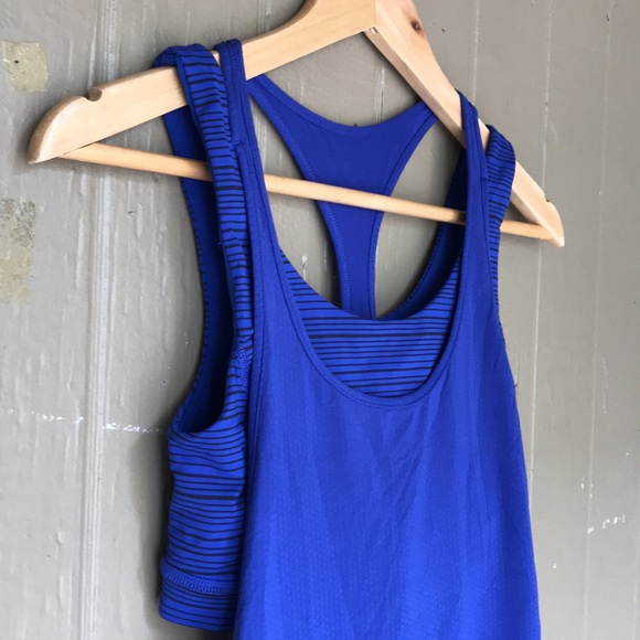 Lululemon all support tank sapphire blue/kanto stripe sapphire blue black - Picture 4 of 9